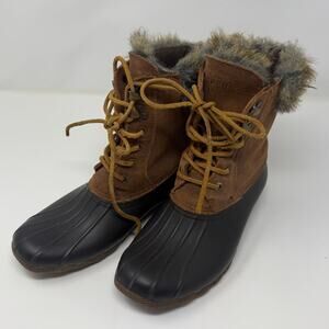 Sperry Faux Fur Duck Boots – Brown & Black (Women’s 8)